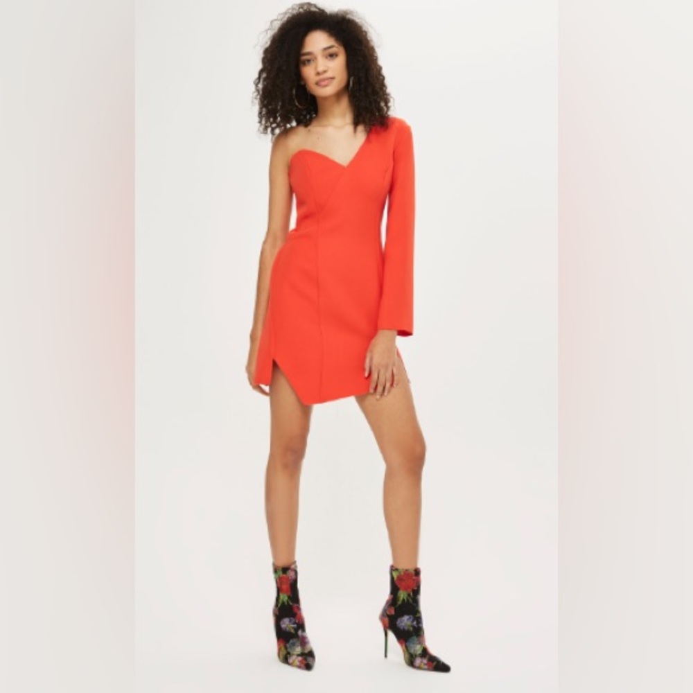 Topshop One-Shoulder Red Dress